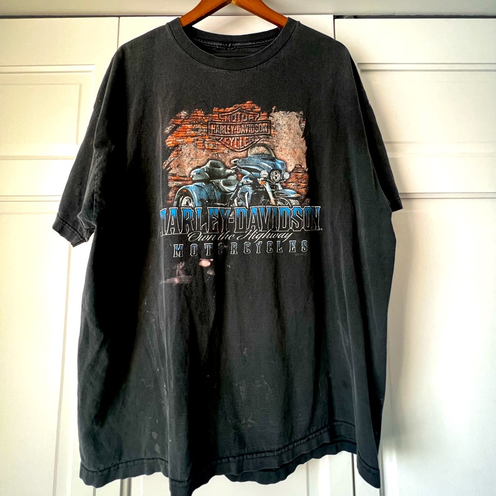 Distressed Vintage Grey Harley Davidson Oversized tee